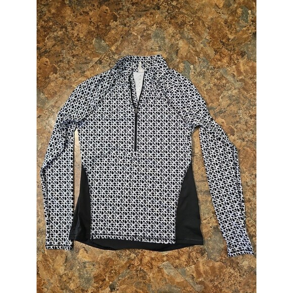 Champion C9 Quarter Zip Geometric Print with Black Panels Size M thumbholes (A84 - Picture 1 of 10